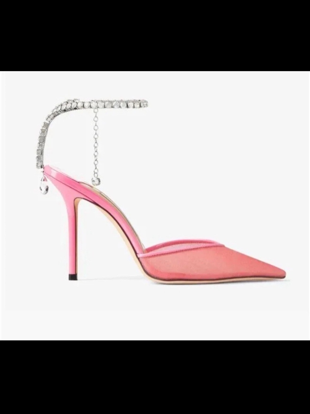 Jimmy Choo Candy Pink Saeda 100mm Pointed Toe Mesh Stiletto